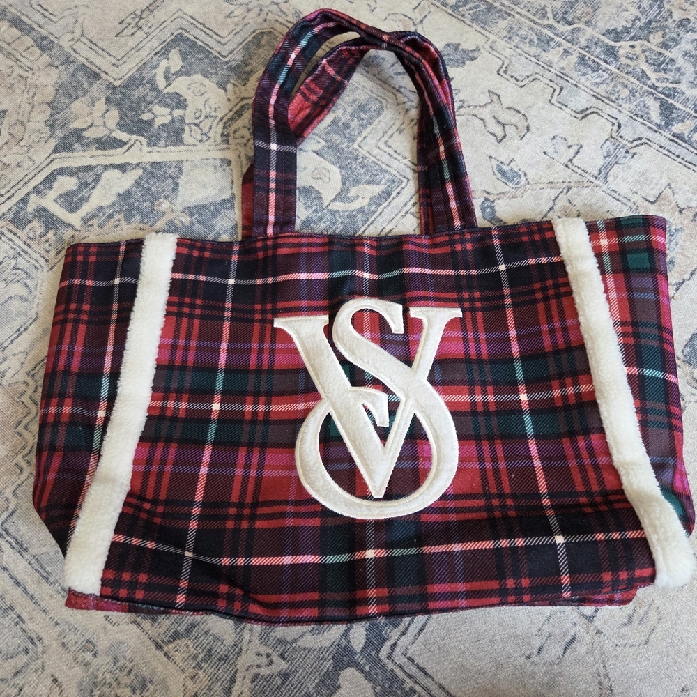 Victoria's Secret Red Plaid Tote Bag